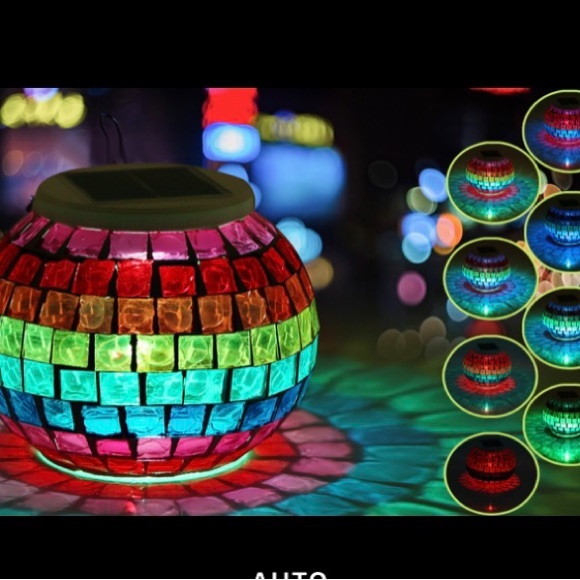 NRFB Mosaic Glass 🌈 Table Light Solar Powered Color Changing Waterproof … - Picture 7 of 7